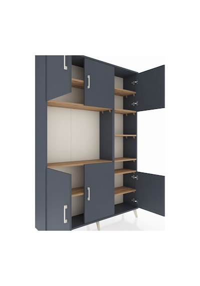 Arges Dolap 10 Raflı 6 Kapaklı 132x30x195 Antrasit-antrasit/çam Antrasit