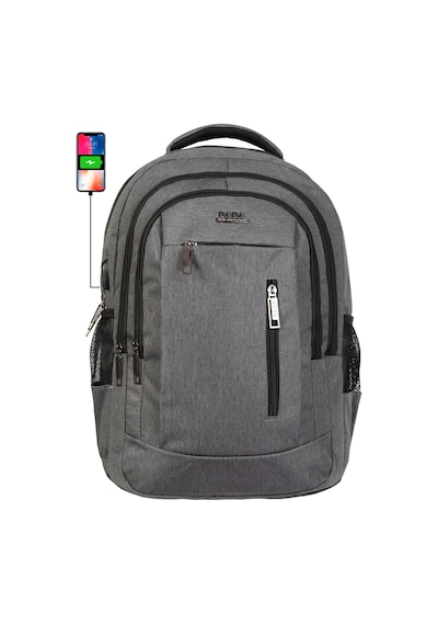 Case Club Usb Aparatlı Apple Uyumlu MacBook Laptop Sırt Çantası 14'' İnç 15,6 İnç Su Geçirmez Kumaş Gri