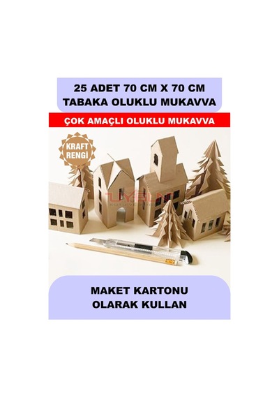 25 Adet 70cm X 70cm Baskısız Tabaka Oluklu Mukavva, Çocuk Etkinlik Kartonu, Maket Kartonu, Kargo Kartonu