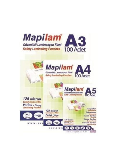 Mapilam 125 Mic. Parlak Laminasyon Filmi A4 100 Lü 1 Adet