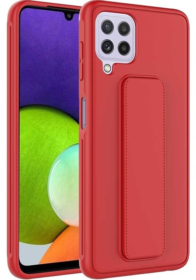 Samsung Galaxy Uyumlu M32 Kapak Standlı El Tutacaklı Silikon Kılıf