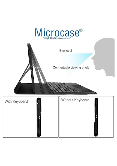 Microcase Samsung Uyumlu Galaxy Tab S10 Lite Tablet İçin Bluetooth Touchpad Klavye + Standlı Kılıf - Bkk5 Tablet Kılıfı