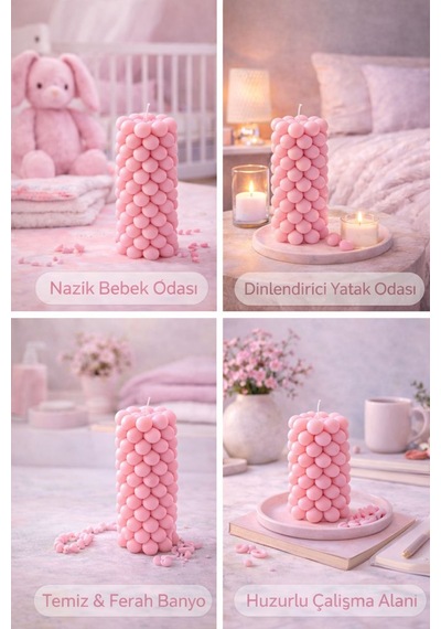Soya Mum,dekoratif Lüks & El Yapımı Doğal Mum,uzun Yanma Süreli Şık Ev Hediyesi,ev Süsü Pembe 360 G Pembe