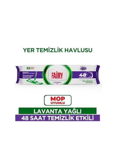 Çok Amaçlı Mop Uyumlu Yer Temizlik Havlusu 50 Yaprak Lavanta Yağlı Beyaz Sirke & Karbonat 48 Saat Temizlik Etkili İz Bırakmayan Formül