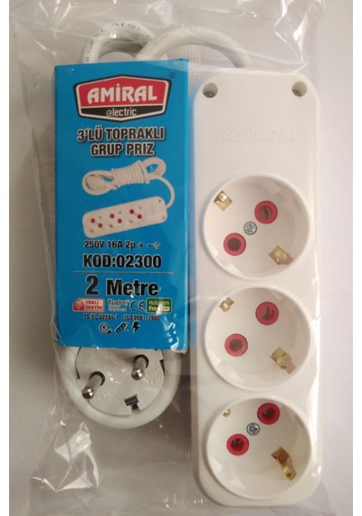 Amiral Topraklı Grup Priz 2 M 3'lü