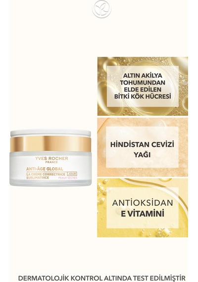Yves Rocher Gündüz Kremi-kuru Cilt-e Vitamini-yaşlanma Karşıtı Bitki Kök Hücre Bakım /anti Age Global 50 Ml
