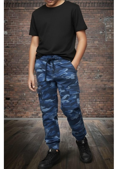 Black Steel Garson Boy Erkek Kamuflaj Desen Pantolon Haki