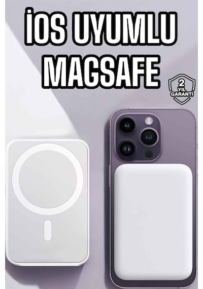 5000 Mah İos Uyumlu Magsafe Kablosuz Şarj Hızlı Muratech - 2 Şarj Desteği