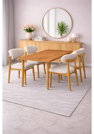 4 Kişilik Polo Sandalye Yemek Takımı Mdf Masa Meşe Renk Meşe