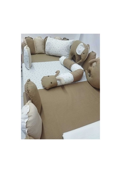 Montessori 100x200 Uyku Seti Piercardin İç Yorgan Ve Nevresim 155x215 Cm, Çift Yönlü Kahve Bej