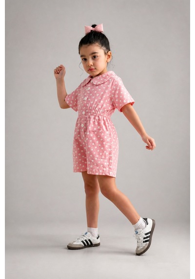 Eray Alp Kids Kız Çocuk Pembe Puantiyeli Tulum