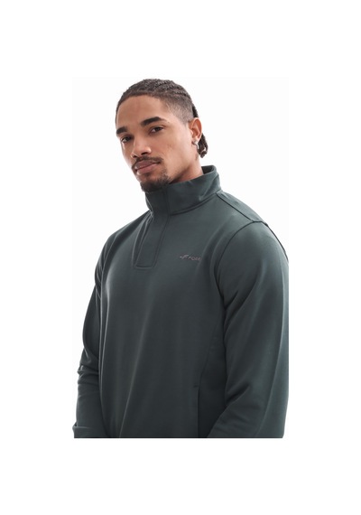 Boğazlı Sweatshirt Koyu Yeşil