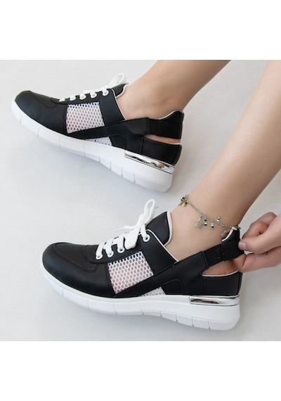 Ortopedik Spor Sandalet Siyah Fileli Model Siyah