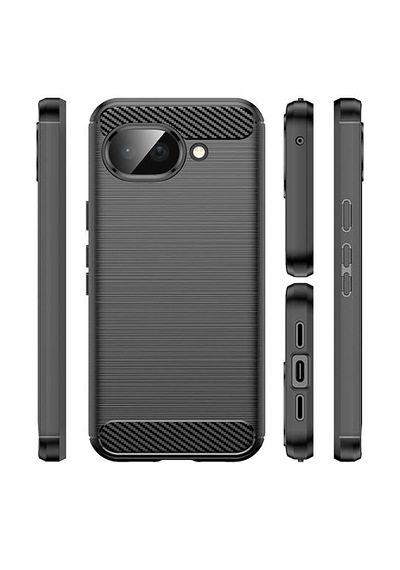 Microcase Google Pixel 10a İle Uyumlu Brushed Carbon Fiber Silikon Kılıf - Siyah Al3332
