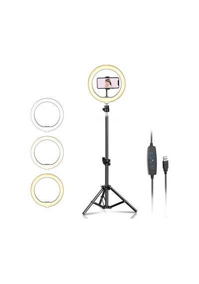 10 İnch Youtuber Led Işıklı Halka Telefon Tutuculu 10 İnch 26 Cm Selfie/yayıncı/makyaj Işığı 21