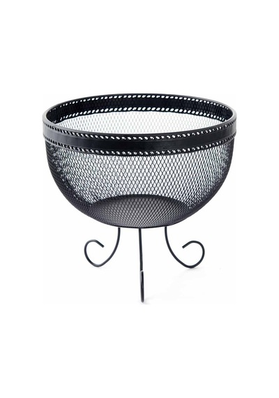 Angg Design Aleyna Ayaklı Metal Meyvelik - Siyah Renkli