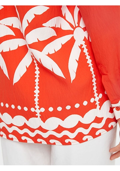 Faik Sönmez Resort Eteği Palmiye Desenli Monochrome Tunik S25tnk020 Us25tnk02078 Nar Çiçeği