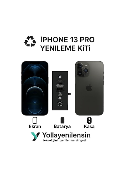 Apple Uyumlu iPhone 13 Pro Max Kiti Ekran + Batarya + Arka Kasa e Eş Değer Kalite Parçalar