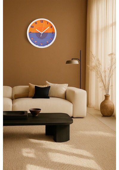 Modern Duvar Saati - 25cm - Önü Camlı Beyaz Kasa - Sessiz Mekanizma-jh0877 Beyaz