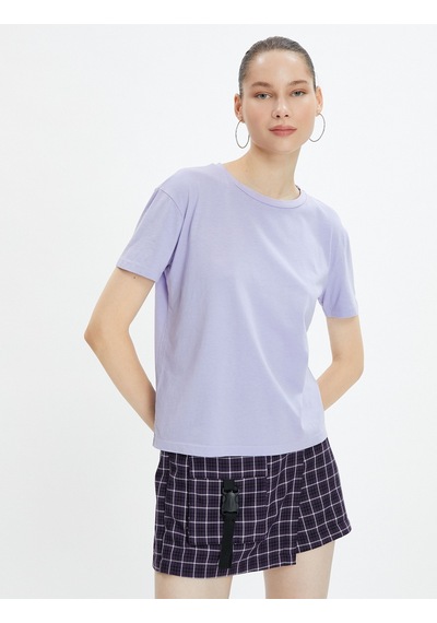 Koton Basic Tişört Kısa Kollu Bisiklet Yaka Pamuklu Lila 4wal10574ık 4WAL10574IK372 Lila
