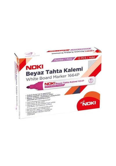 Doldurulabilir Beyaz Tahta Kalemi Pembe 12 Adet Pembe