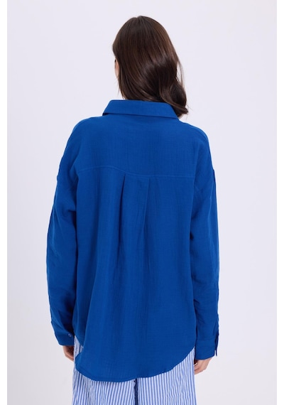 Tudors Kadın Oversize Geniş Kesim %100 Pamuk Müslin Kumaş Uzun Kollu Cepli Dokulu Saks Mavi Gömlek-37925 Saks Mavi Tudors Kadın Oversize Geniş Kesim %100 Pamuk Müslin Kumaş Uzun Kollu Cepli Dokulu Saks Mavi Gömlek-37925 Saks Mavi