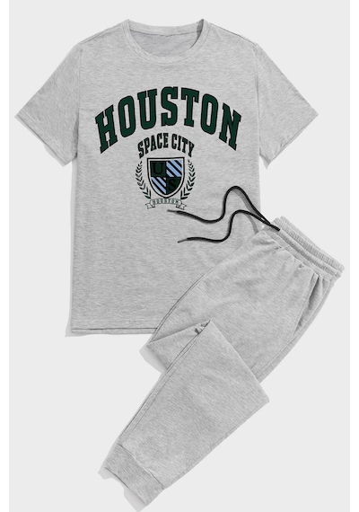 Uyguntarz Unisex Houston Baskılı Eşofman Takımı Gri