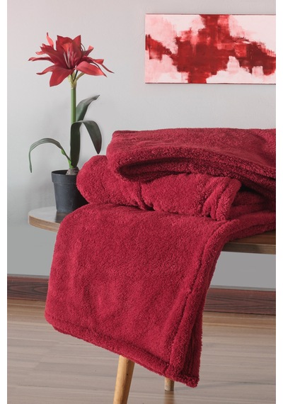 Wellsoft Tv Battaniyesi Peluş Polar Ultra Yumuşak Battaniye 140x170 Cm Bordo