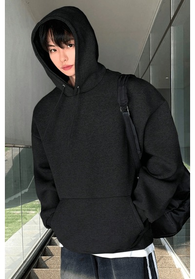 Genius Store Erkek Sweatshirt Kanguru Cepli İçi Polarlı 3 İplik Kapüşonlu Oversize Sweatshirt Kanguru-sweatshırt Siyah