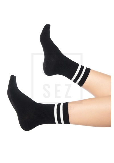 Saysez Bambu Unisex Tenis Kolej Çizgili Siyah Dikişsiz Soket Çorap 3'lü