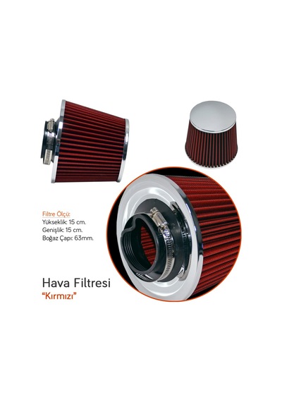 Nyf Racing Hava Filtresi Kırmızı 15cmx15cm Giriş: 63mm Af16-rd&ch