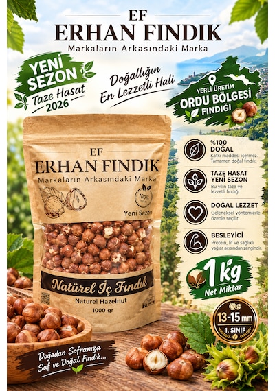 Erhan Fındık Naturel İç Fındık 1 Kg Yeni Sezon Ordu Fındığı