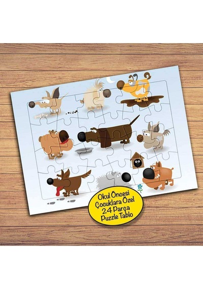 Köpek Dostlar Çocuklara Özel Puzzle Yapboz Tablo-33988