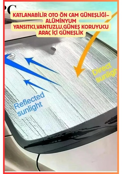 Faspoor Katlanabilir Oto Ön Cam Güneşliği Alüminyum Yansıtıcı,vantuzlu,güneş Koruyucu Araç İçi