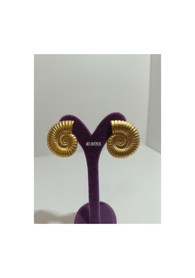 Gold Kaplama Salyangoz Küpe Sarı - 725638222 Sarı