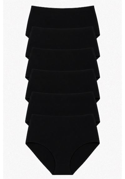 Cottonill Yüksek Bel Basic Lazer Kesim Büyük Beden Kadın Bikini Külot 6'lı Paket-2 Çok Renkli 2