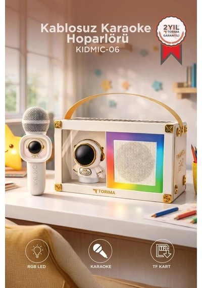 Özel Üretim Torima Bluetooth Hoparlör Kıdmıc-06 Beyaz Kutlama Çocuk Kablosuz