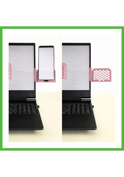Vaveni 3d Baskı Monitor Telefon Tutucu - Petek Desenli Laptop Kenar Telefon Tutucu-pembe Arz