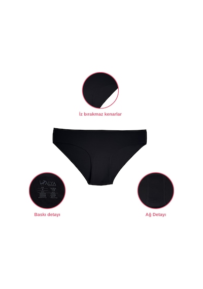 Alya Underwear Basic Lazer Kesim Kadın Bikini Külot Dikişsiz Kadın Slip - Ultra Esnek Ve Rahat 6'lı Paket Siyah - Ekru -ten
