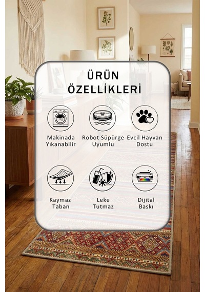 Yıkanabilir Yolluk 127 Çok Renkli