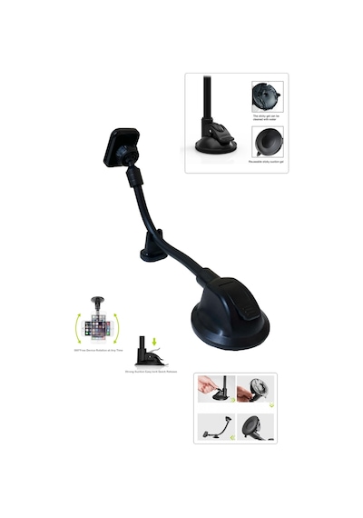 J24 Mıknatıslı Cama Vantuzlu Araç İçi Telefon Tutucu Siyah