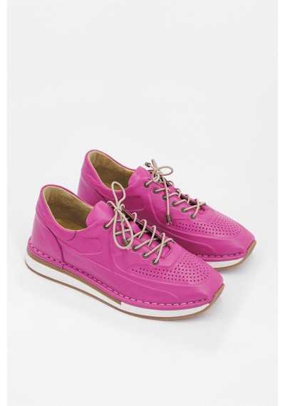 Patrice Pembe Hakiki Deri Kadın Sneaker-Pembe
