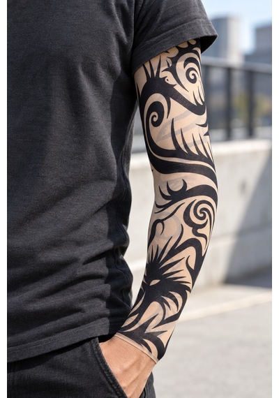 8 Adet Giyilebilir Kol Dövmesi Çorap 3d Baskılı Likralı Kumaş, Kol Ve Bacak İçin Geçici Dövme Tattoo Sleeve Tattoo Socks Model 15