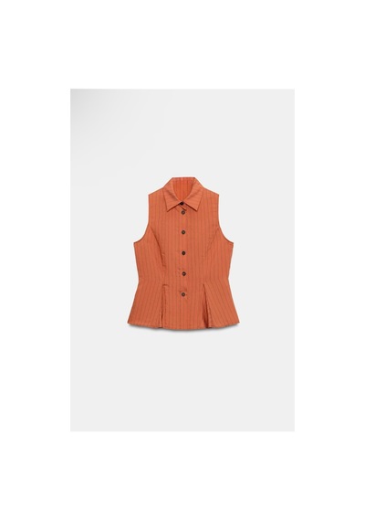 Lilly Cinnamon Line Kadın Kolsuz Üst Gömlek Ve Pantolon Takım Tarçın Tarçın