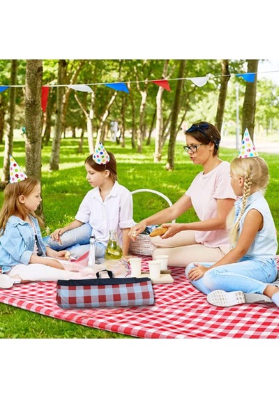 Kamp Matı, Kamp Örtüsü, Piknik Örtüsü, Kamp Masası Örtüsü 150-200 Cm Kırmızı 7 Kırmızı Beyaz Kırmızı - Beyaz