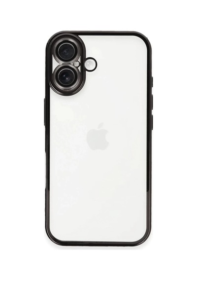 Apple Uyumlu iPhone 16 Plus Uyumlu Kılıf Lensli Silikon - Siyah