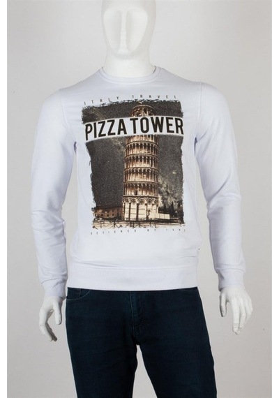Pisa Kulesi Unisex Pamuklu Slim Fit Sweatshirt Small