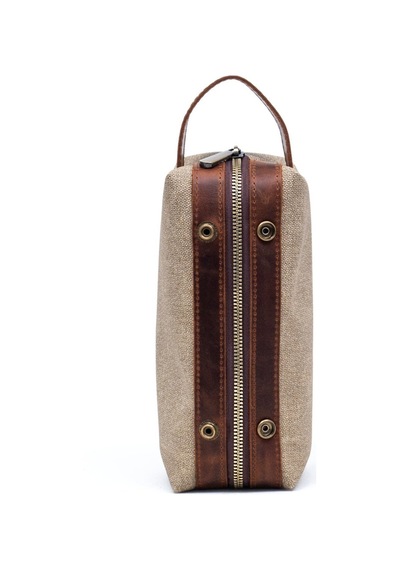 Gillario Design 06 Unisex Suni Kanvas+deri Kum-taba Eskitme Dopp Kit