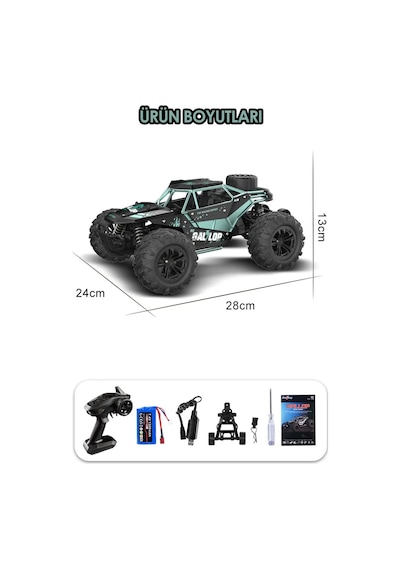 2.4ghz Metal Gövde Led Farlı 4x4 4wd 50km Hız Yapan Uzaktan Kumandalı Rc Araba