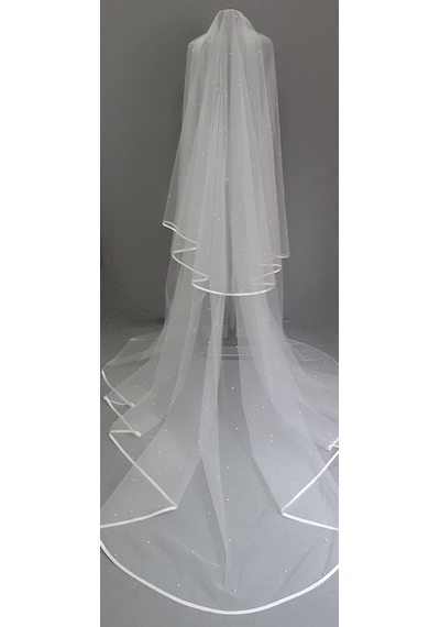 Suzanna Moda Hayal Tül 2mt 50cm Boy Incili Saten Biyeli Uzun Duvak
